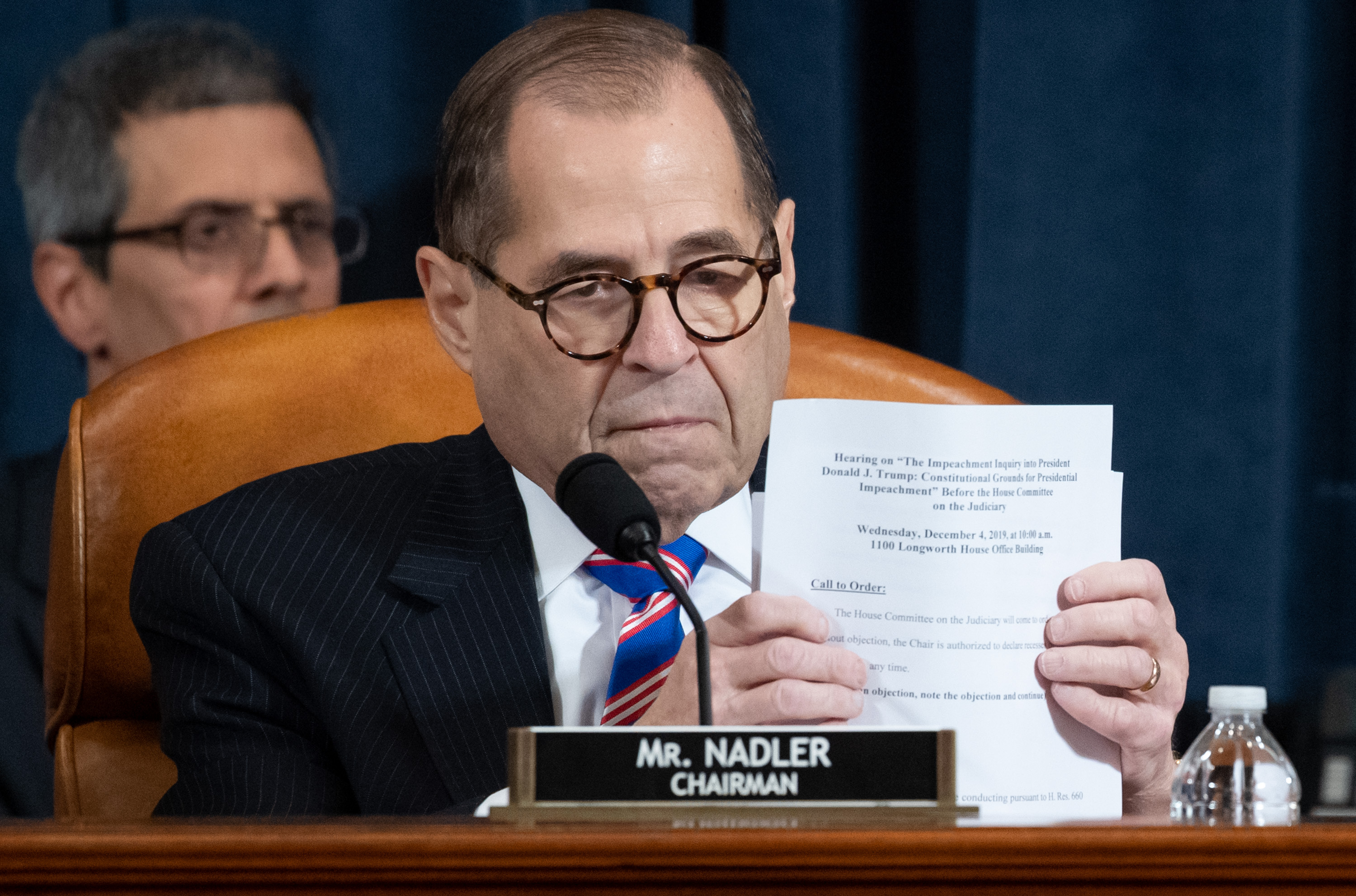 House Judiciary Chairman Jerrold Nadler (R), Democrat of New York, speaks during a House Judiciary Committee hearing on the impeachment of US President Donald Trump on Capitol Hill in Washington, DC, December 4, 2019. (Credit: SAUL LOEB/POOL/AFP via Getty Images)