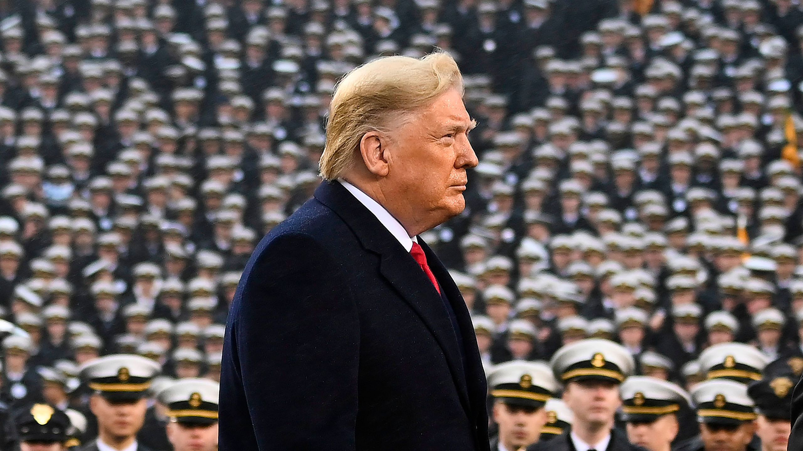 US President Donald Trump attends the Army-Navy football game in Philadelphia, Pennsylvania on December 14, 2019. (Credit: ANDREW CABALLERO-REYNOLDS/AFP via Getty Images)