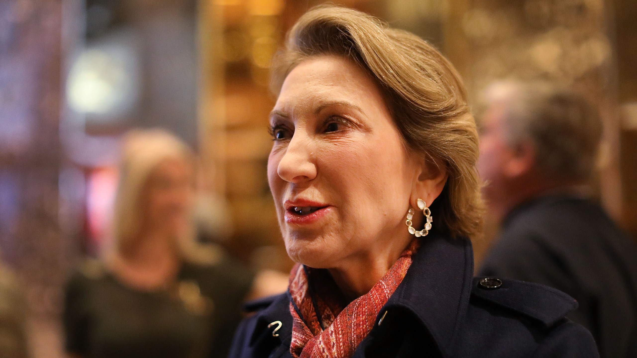 Carly Fiorina speaks to the media after a meeting at Trump Tower on Dec. 12, 2016 in New York City. (Credit: Spencer Platt/Getty Images)