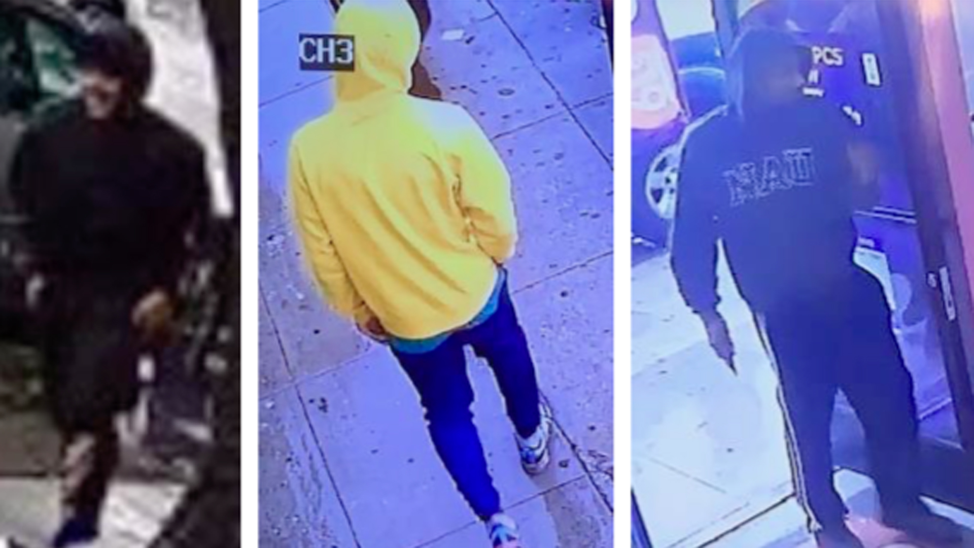 Three out of four men believed to have been involved in a robbery of a mail carrier are shown in photos released by the U.S. Postal Inspection Service on Dec. 30, 2019.