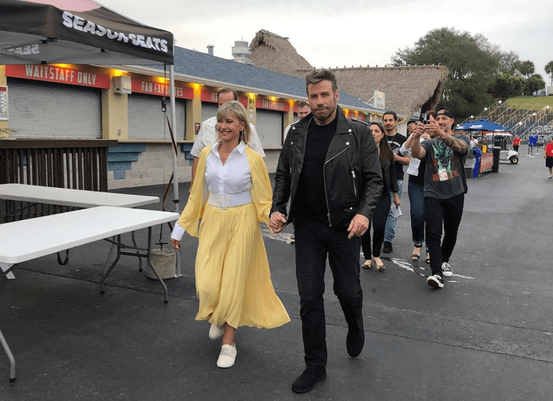 Olivia Newton-John posted this photo on Instagram of her and John Travolta as their "Grease" characters on Dec. 13, 2019 in West Palm Beach, Florida.