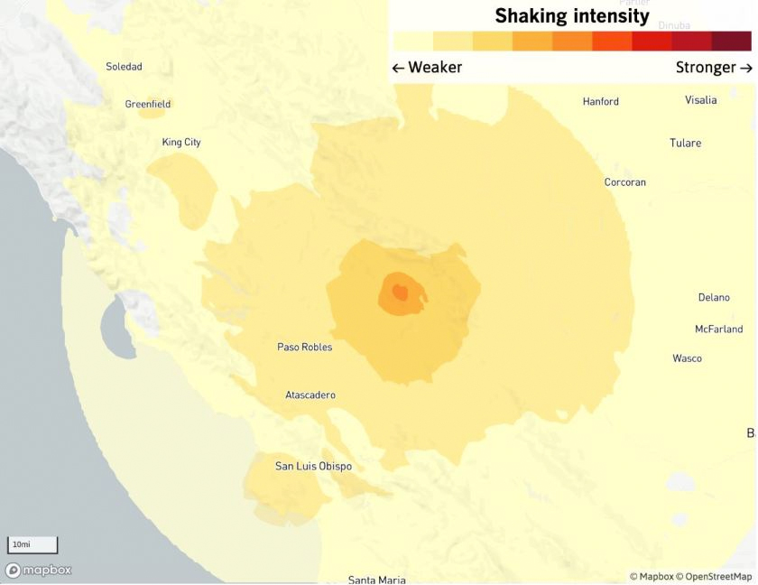 California’s new MyShake cellphone app sent out its first public alert about a magnitude 4.3 earthquake that jolted the mountains between the Central Coast and the San Joaquin Valley.(Credit: Casey Miller / Los Angeles Times )