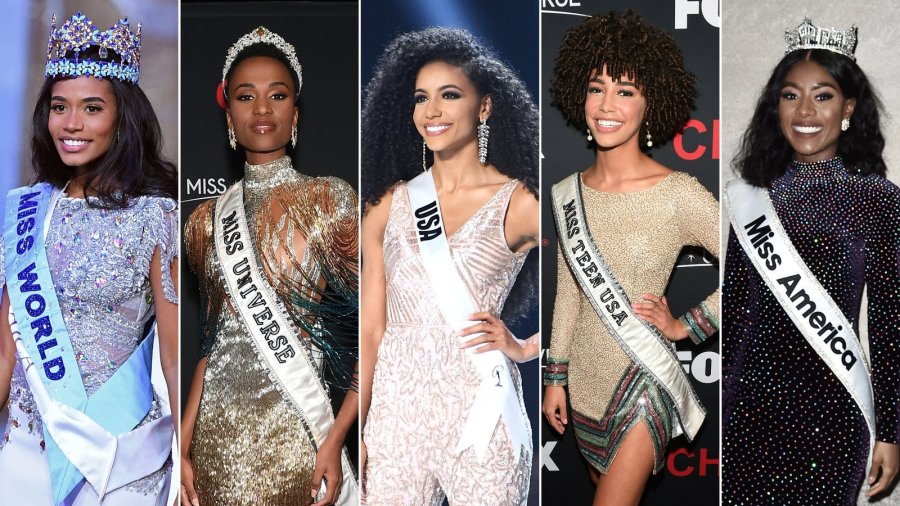 Miss Universe, Miss World, Miss America, Miss USA and Miss Teen USA are seen in Getty Images photos.