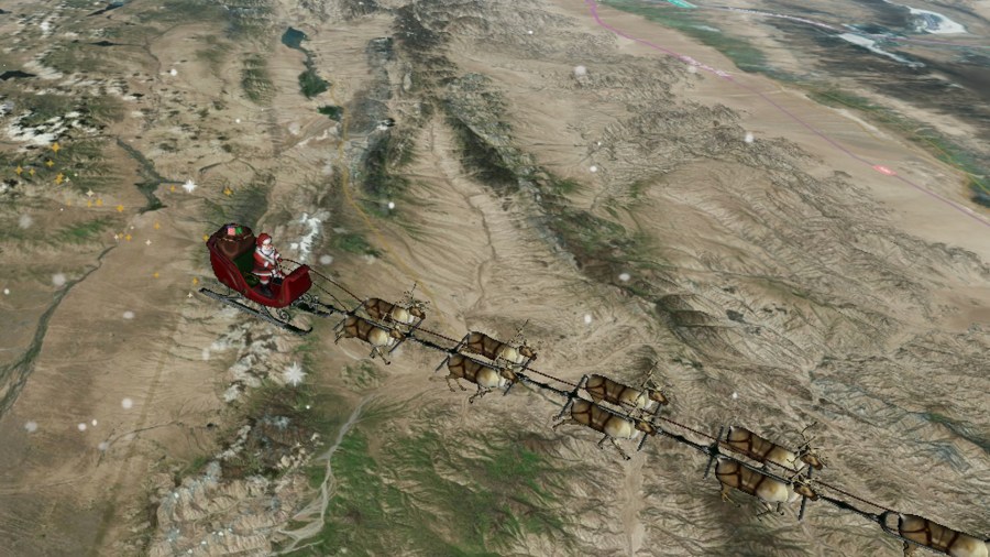 Santa Claus passes over China on Dec. 24, 2019. (Credit: NORAD)