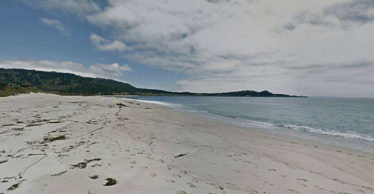 Carmel River State Beach is shown in a Street View image from Google Maps.