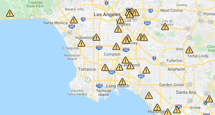 Power outage map taken on Dec. 26, 2019. (Credit: Southern California Edison)