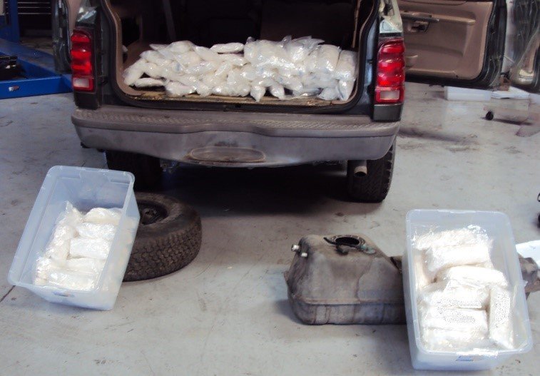 Border Patrol agents in Murrieta seized 90 packages of meth hidden in a car on Jan. 10, 2019.