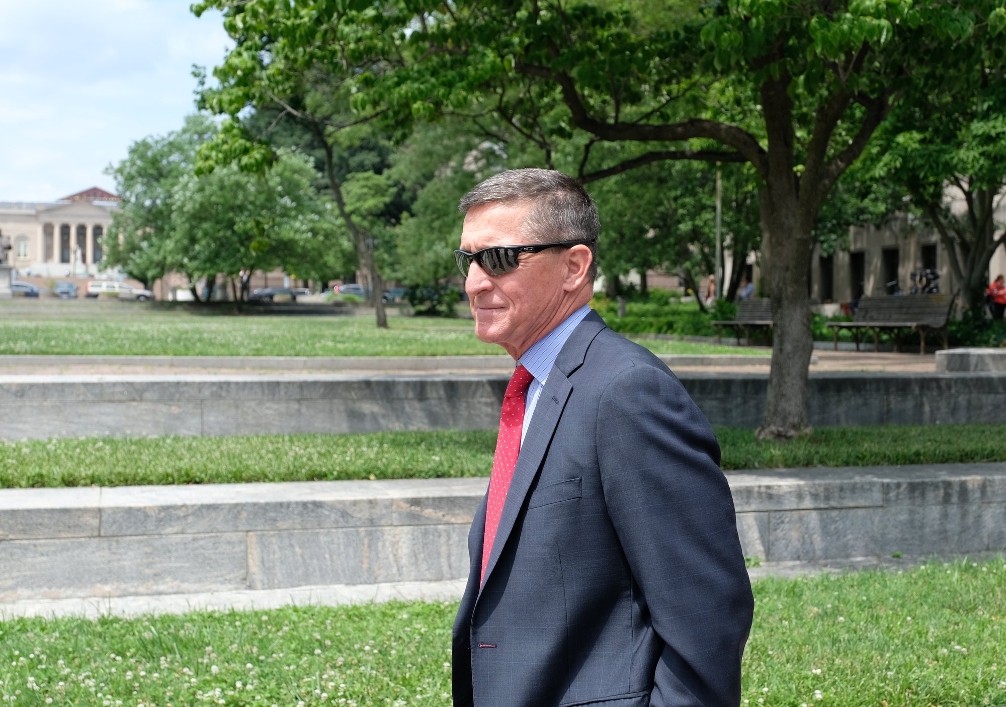 President Trump’s former National Security Adviser Michael Flynn leaves the E. Barrett Prettyman U.S. Courthouse on June 24, 2019, in Washington, DC. (Credit: Alex Wroblewski/Getty Images)