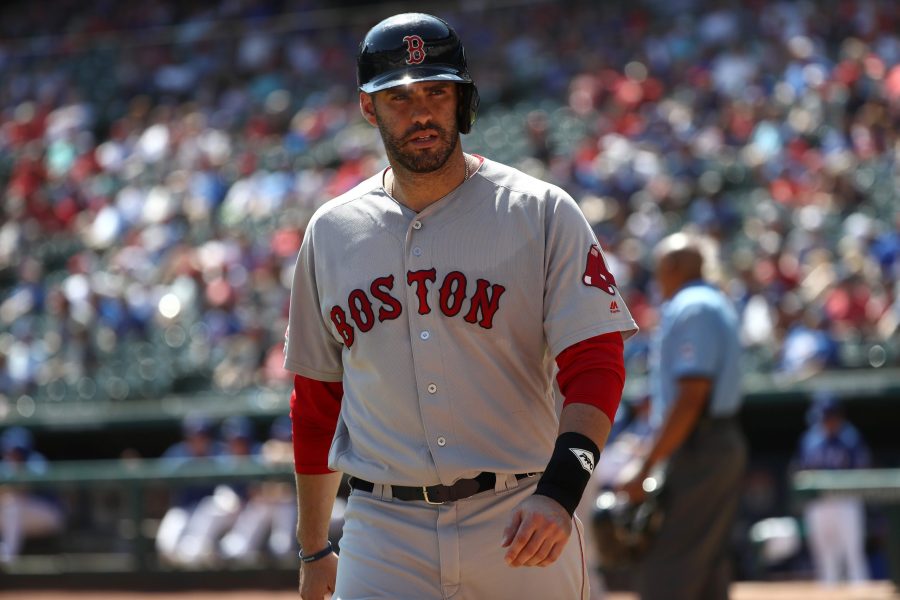 J.D. Martinez of the Boston Red Sox at Globe Life Park in Arlington on Sept. 26, 2019 in Arlington, Texas. (Credit: Ronald Martinez/Getty Images)