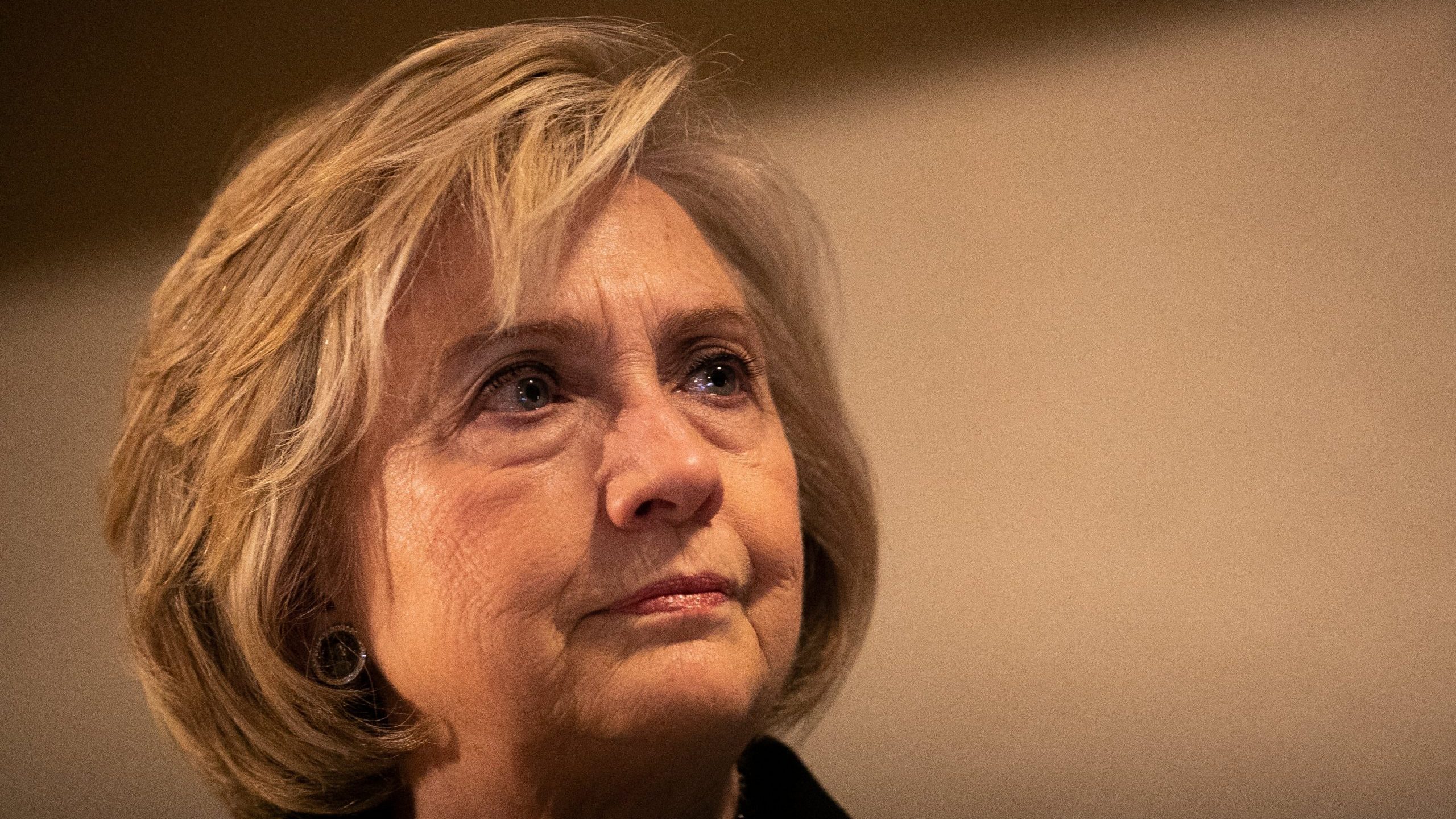 Hillary Clinton speaks at the Jewish Labor Committee's annual Human Rights Awards Dinner in New York City on Dec. 9, 2019. (Credit: Jeenah Moon / Getty Images)