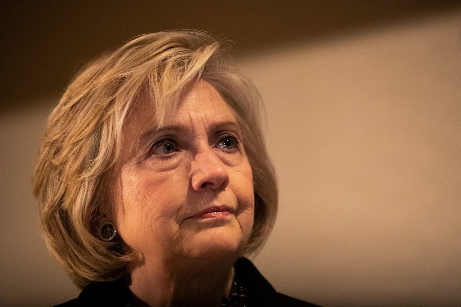 Hillary Clinton speaks at the Jewish Labor Committee's annual Human Rights Awards Dinner in New York City on Dec. 9, 2019. (Credit: Jeenah Moon / Getty Images)