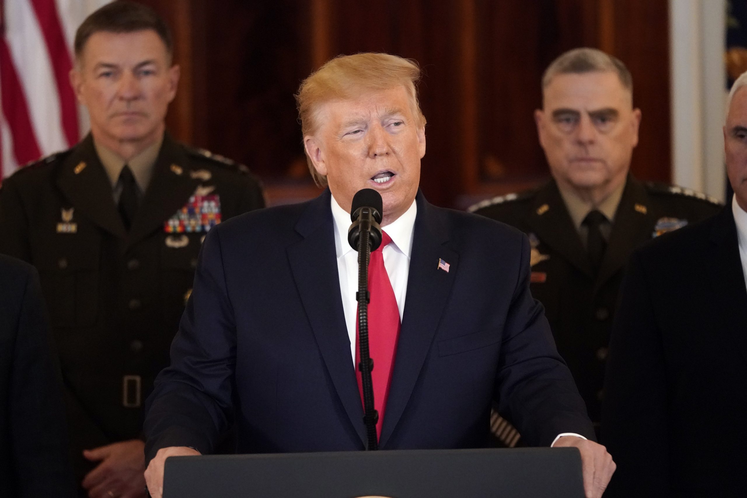 U.S. President Donald Trump speaks from the White House on January 08, 2020 in Washington, DC. (Credit: Win McNamee/Getty Images)