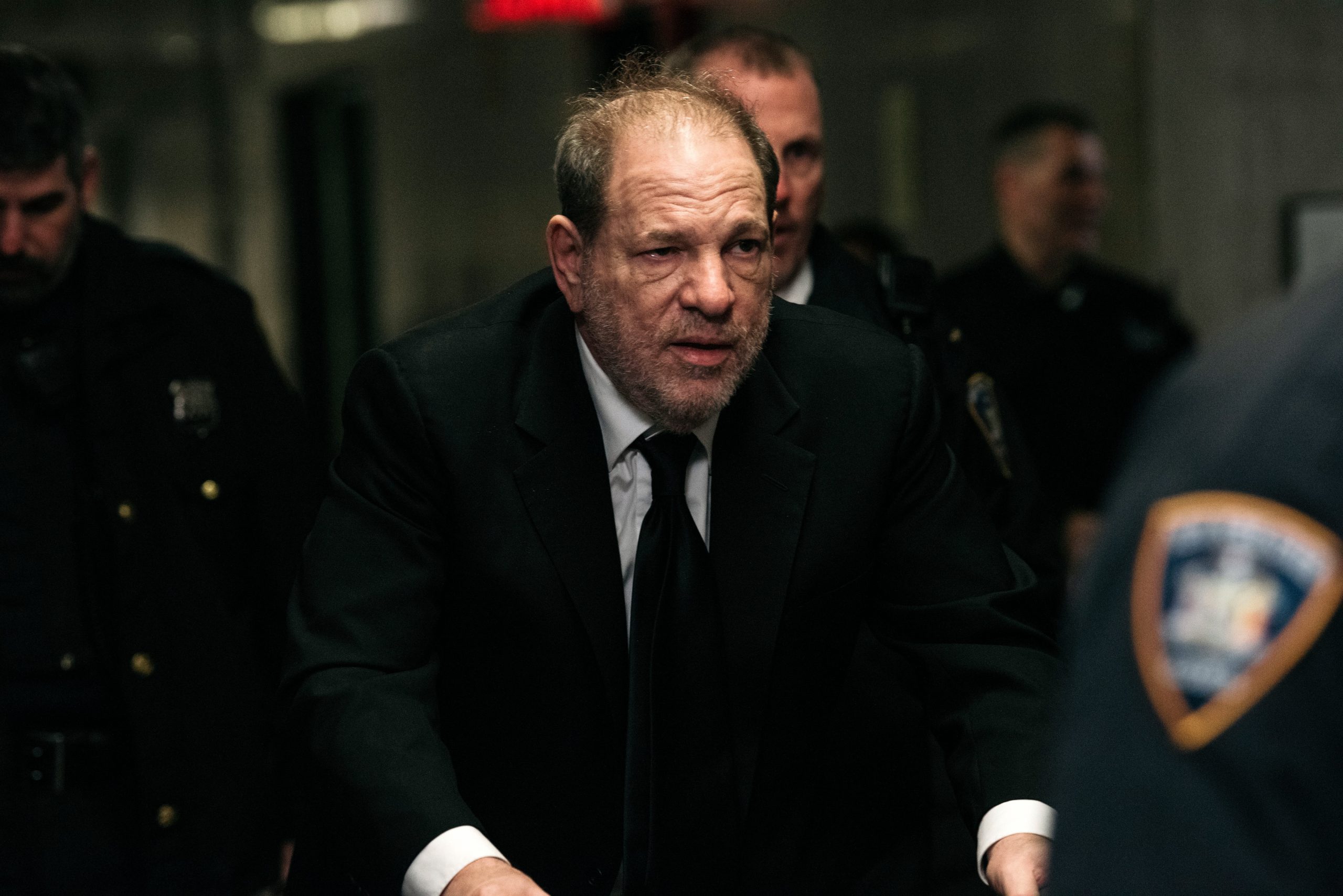 Harvey Weinstein enters New York City Criminal Court for his sex crimes trial on Jan. 16, 2020, in New York City. (Credit: Scott Heins/Getty Images)