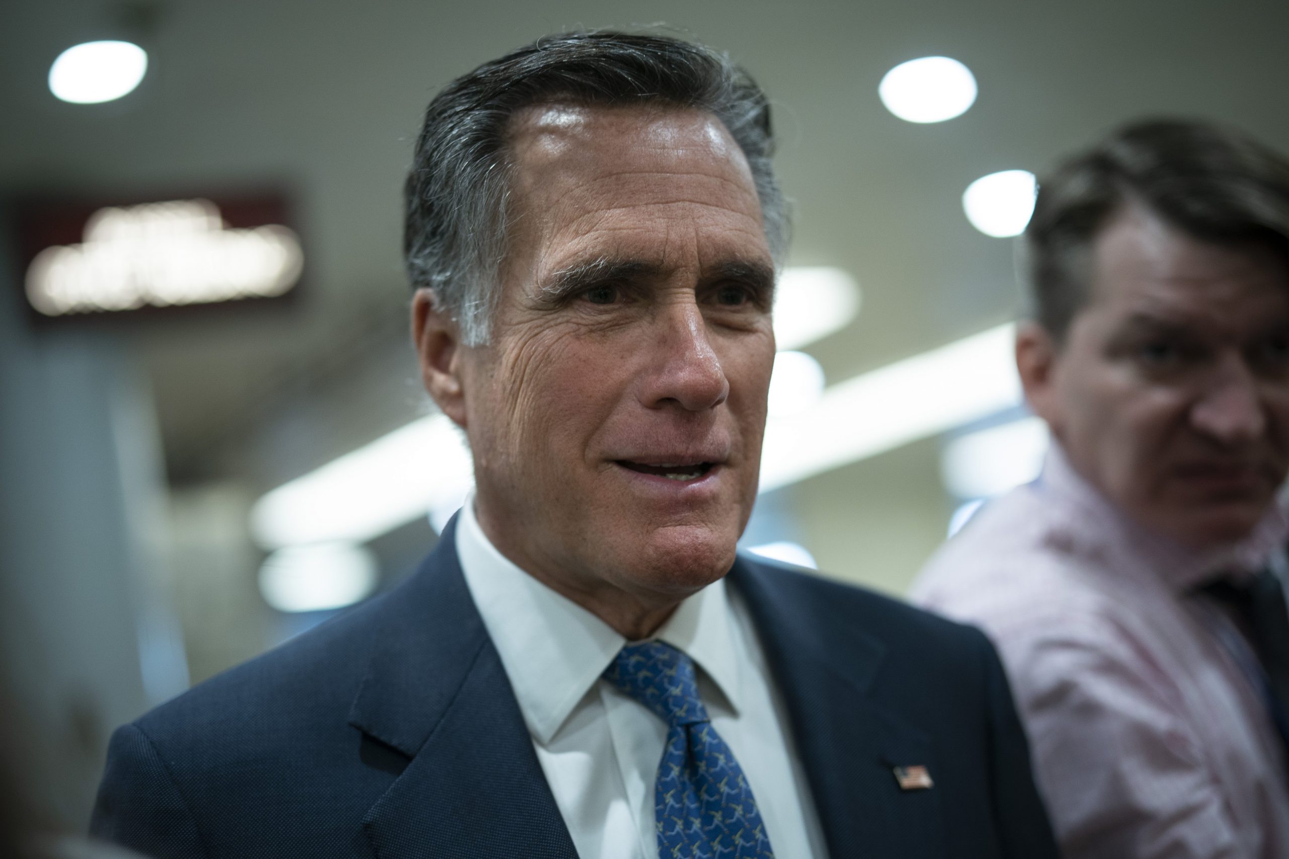 Sen. Mitt Romney (R-UT) walks through the Senate subway as he arrives for the impeachment trial of President Donald Trump, which resumes at the U.S. Capitol Jan. 23, 2020, in Washington, D.C. (Credit: Drew Angerer/Getty Images)