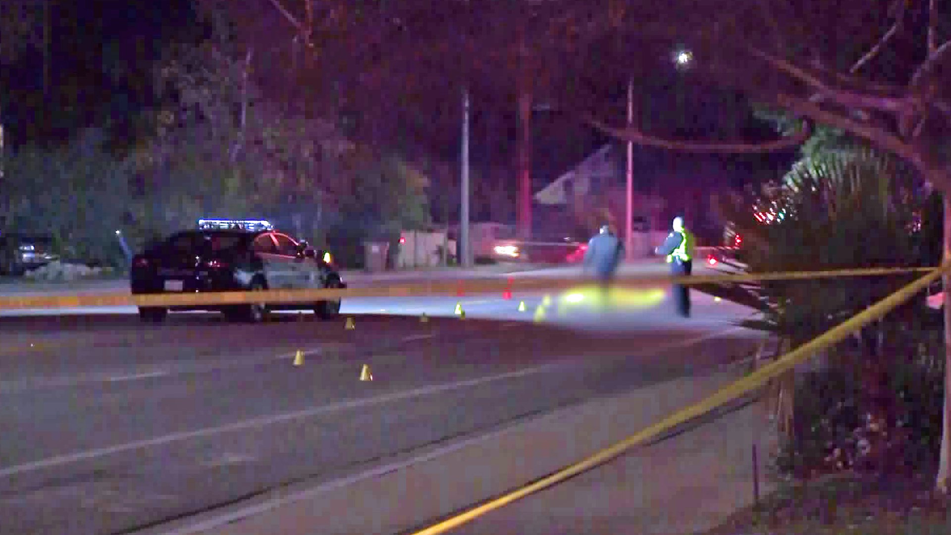 Authorities investigate a deadly hit-and-run crash in Claremont on Jan. 8, 2019. (Credit: KTLA)