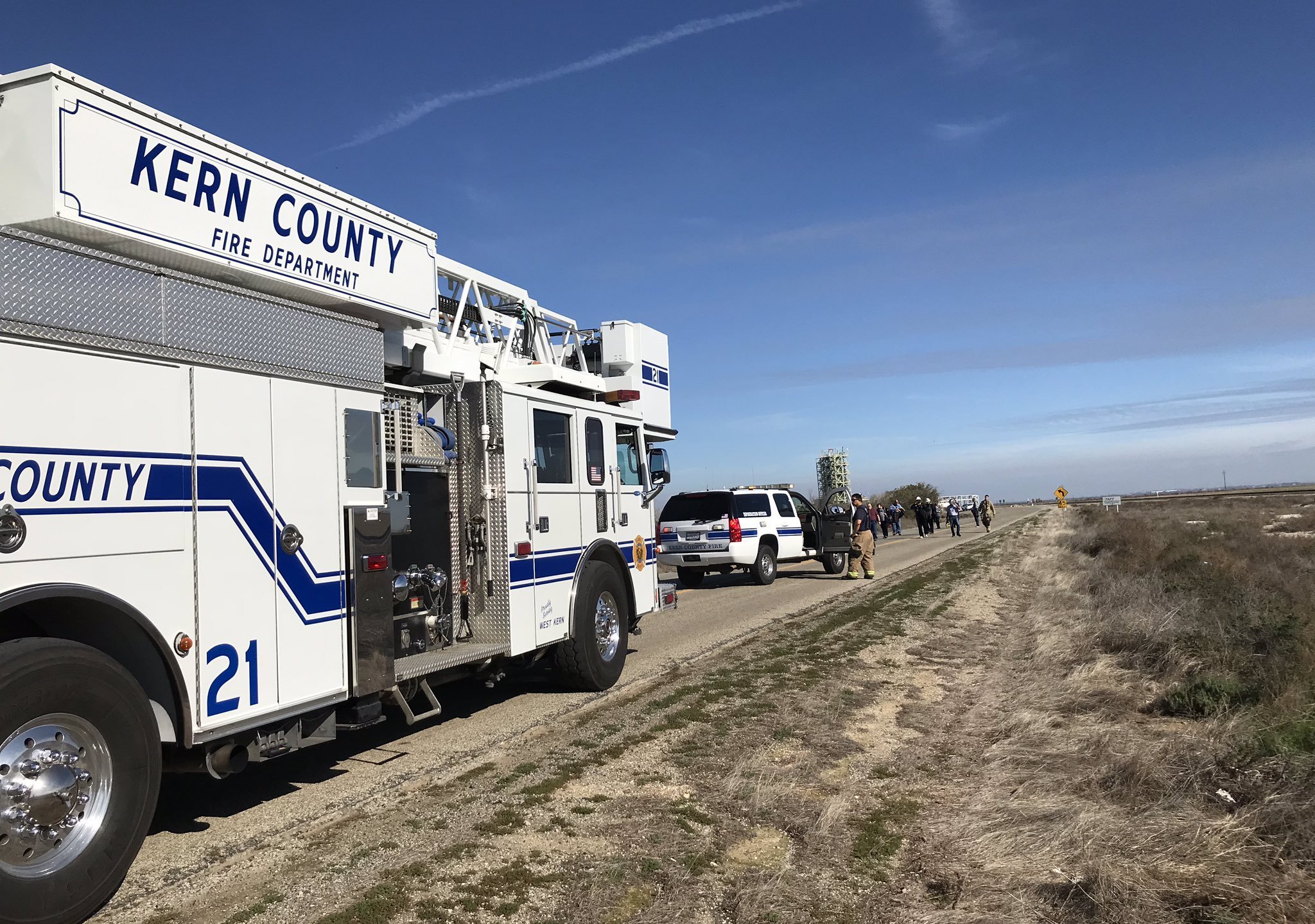 Kern County Fire Department officials tweeted this image of their response to a chemical spill near Taft on Jan. 22, 2020.