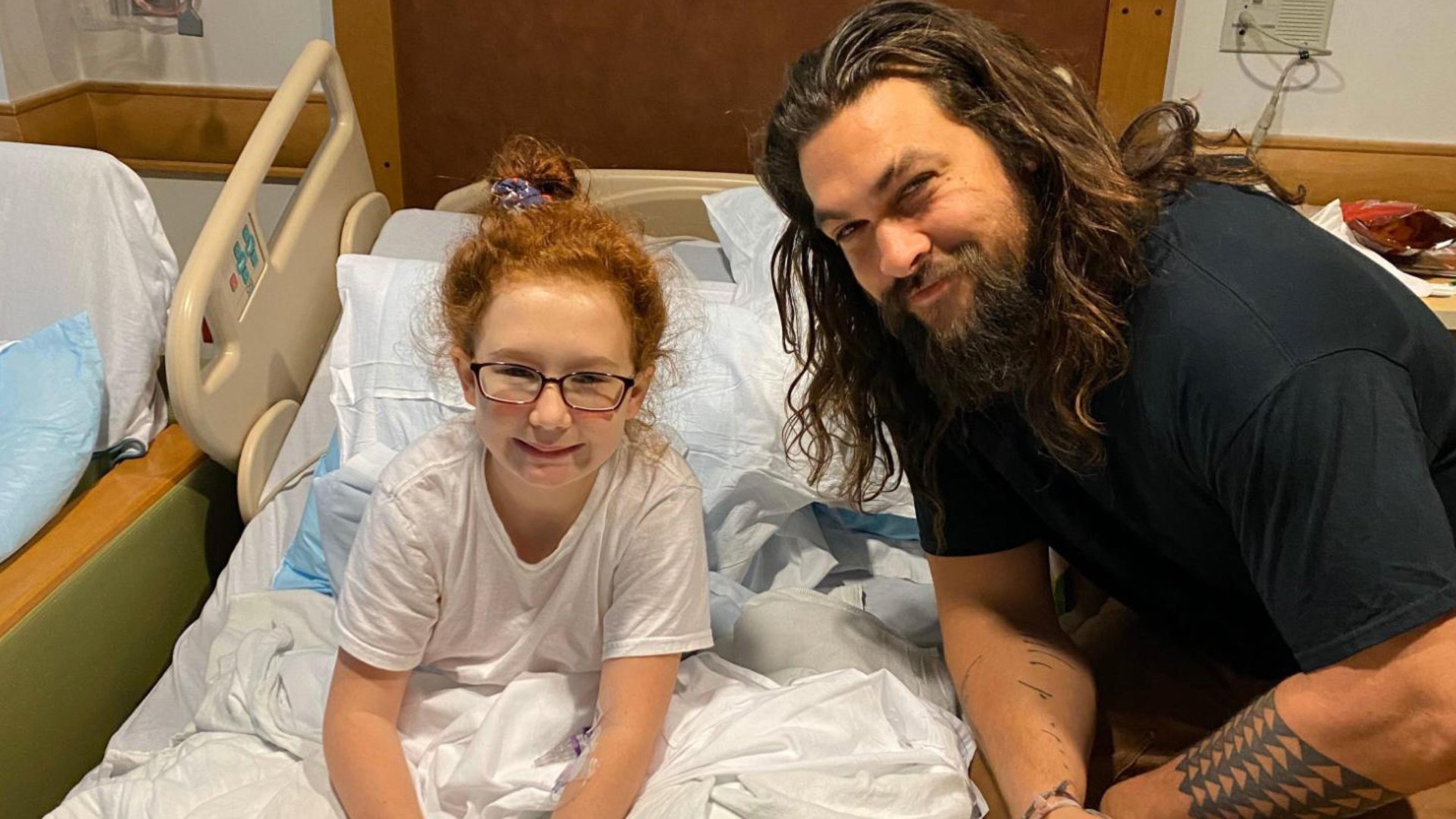 UPMC Children's Hospital of Pittsburgh released this photo of Jason Momoa visiting a patient.