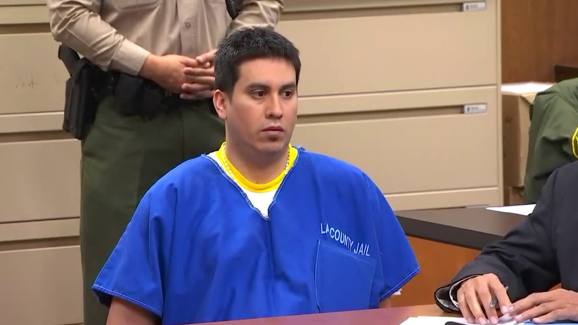 Rafael Sanchez, 32, of Baldwin Park, is seen at his sentencing in a Pomona courtroom on Jan. 15, 2020. (Credit: KTLA)