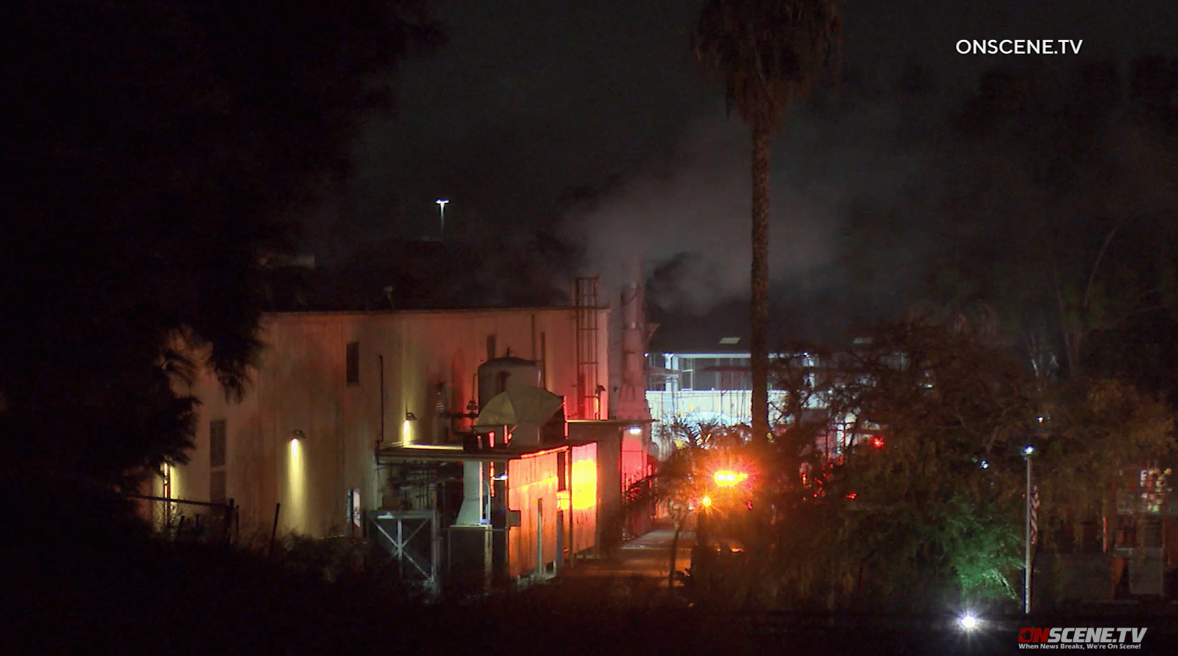 A fire at a commercial structure in Brea on Jan. 2, 2020. (Credit: Onscene.TV)