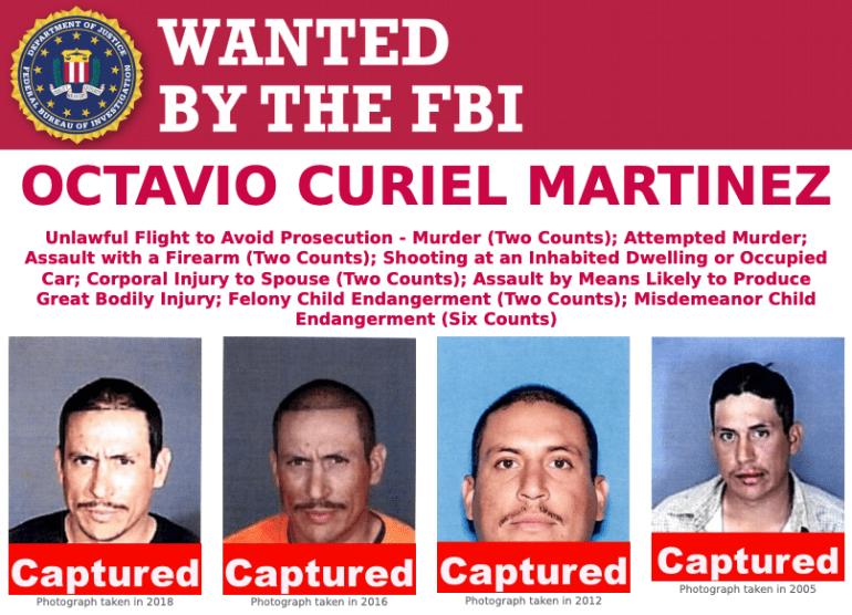 Octavio Curiel Martinez wanted poster, issued by the FBI.