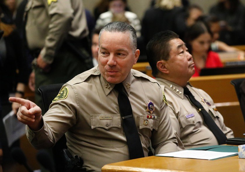 Los Angeles County Sheriff Alex Villanueva, left, appears in an undated photo. (Al Seib/ Los Angeles Times)