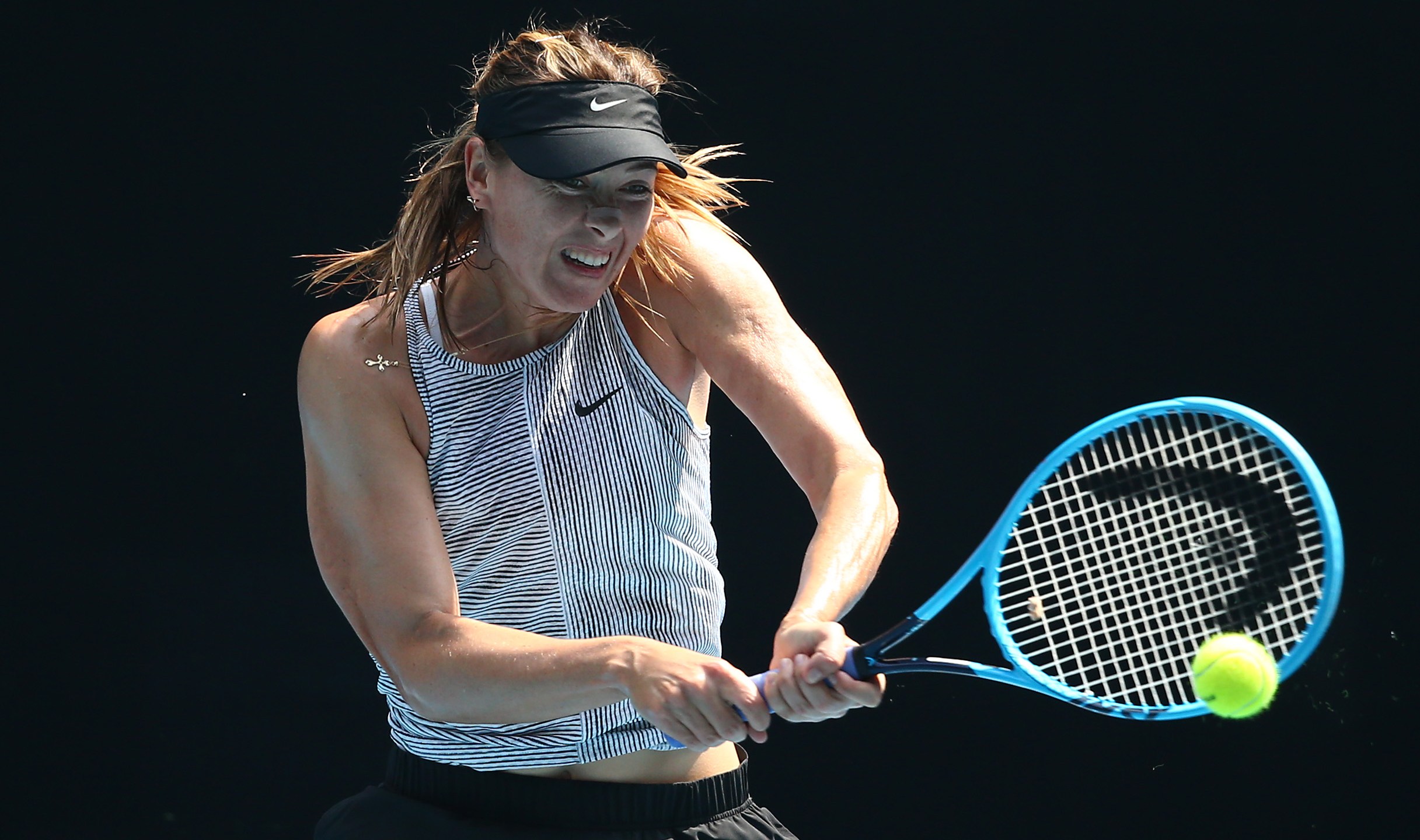 Maria Sharapova practices ahead of the 2020 Australian Open at Melbourne Park on Jan. 19, 2020 in Melbourne, Australia. (Mike Owen/Getty Images)