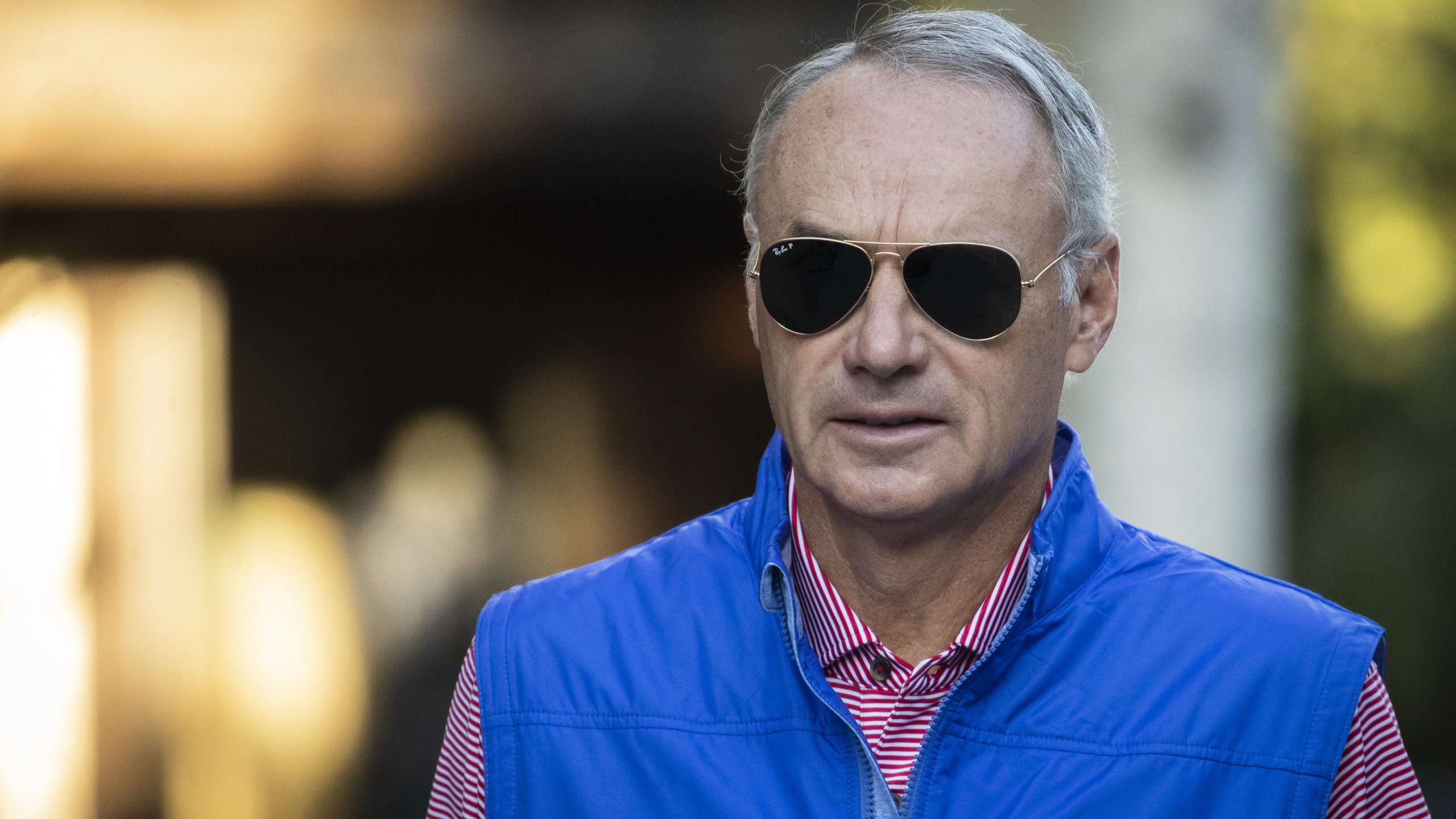 Rob Manfred, commissioner of Major League Baseball (MLB), attends the annual Allen & Company Sun Valley Conference, July 12, 2019, in Sun Valley, Idaho.(Credit: Drew Angerer/Getty Images)