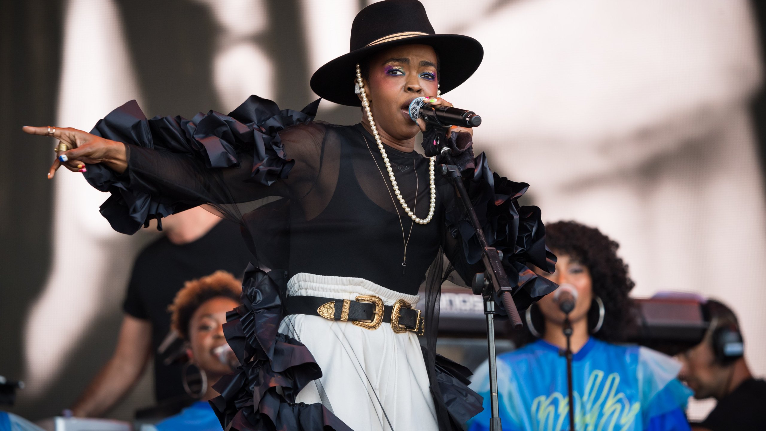 Lauryn Hill performs on stage at the Glastonbury Festival at Worthy Farm, Pilton on June 28, 2019 in England. (Credit: Ian Gavan/Getty Images)