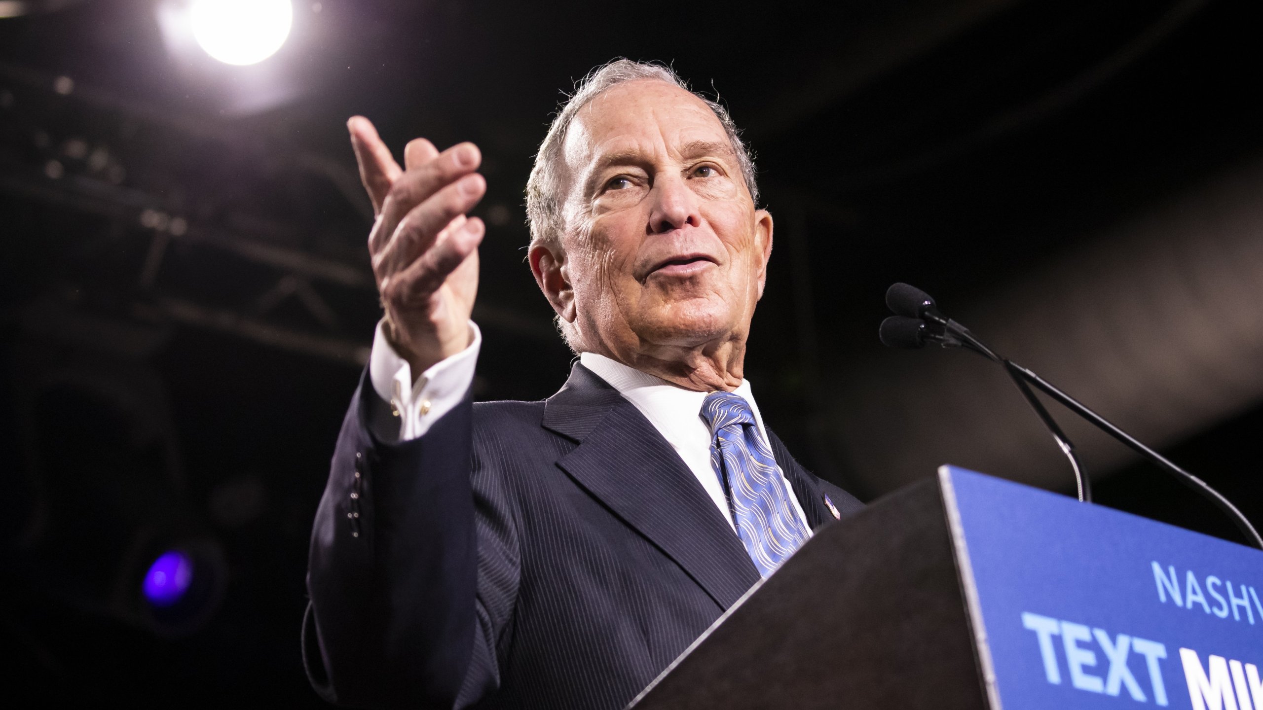 Democratic presidential candidate former New York City Mayor Mike Bloomberg delivers remarks during a campaign rally on February 12, 2020 in Nashville, Tennessee. (Credit: Brett Carlsen/Getty Images)