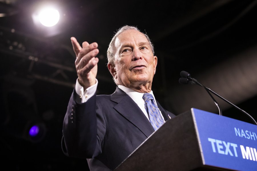 Democratic presidential candidate former New York City Mayor Mike Bloomberg delivers remarks during a campaign rally on February 12, 2020 in Nashville, Tennessee. (Credit: Brett Carlsen/Getty Images)