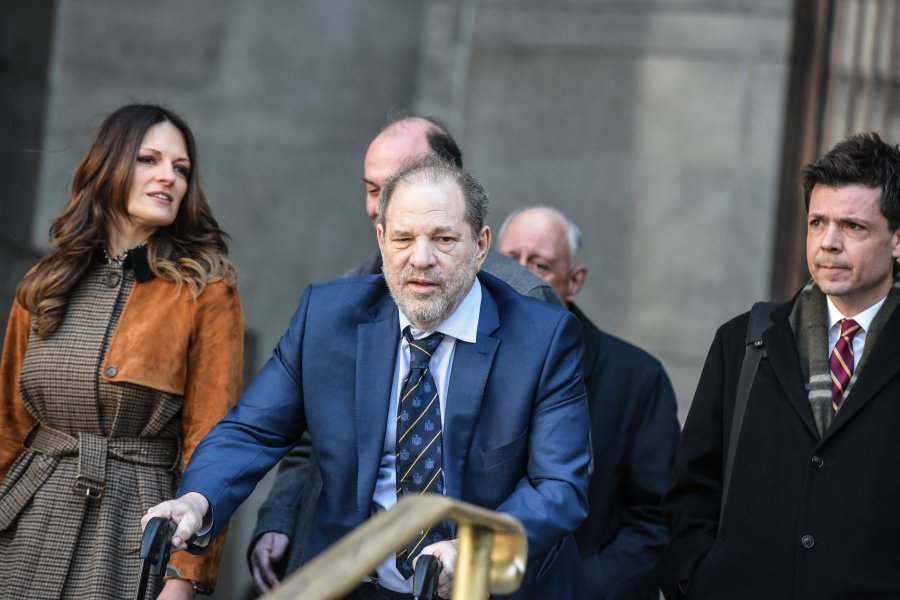 Harvey Weinstein departs his sexual assault trial at New York Criminal Court with his lawyer Donna Rotunno, left, on Feb. 14, 2020 in New York City. (Credit: Stephanie Keith/Getty Images)