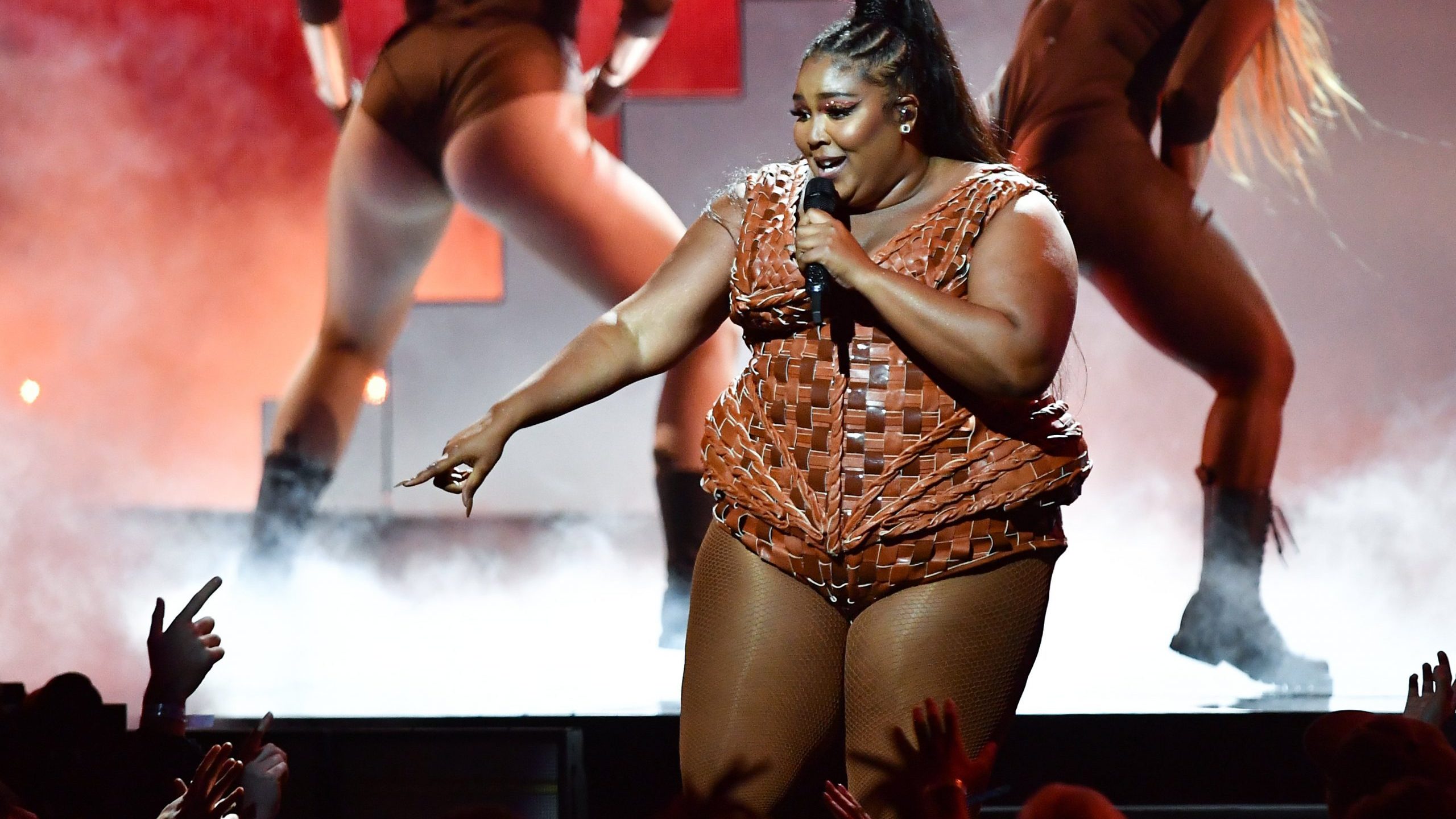 Lizzo performs during the BRIT Awards 2020 at the O2 Arena on Feb. 18, 2020 in London, England. (Gareth Cattermole/Getty Images)