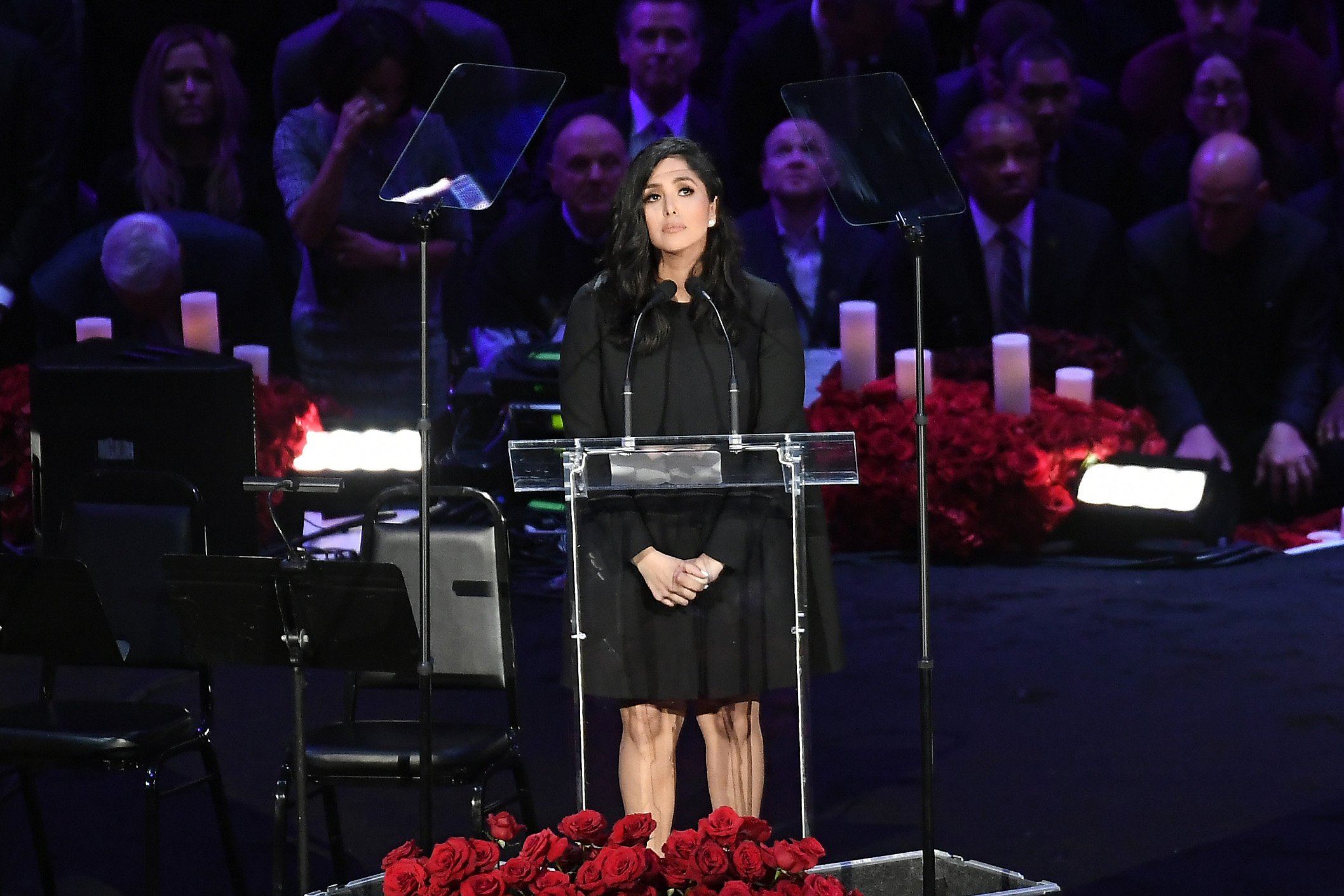 Vanessa Bryant speaks during the Celebration of Life for Kobe and Gianna Bryant at Staples Center on Feb. 24, 2020. (Kevork Djansezian/Getty Images)