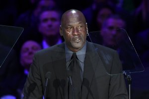 Michael Jordan speaks during The Celebration of Life for Kobe & Gianna Bryant at Staples Center on Feb. 24, 2020. (Credit: Kevork Djansezian/Getty Images)