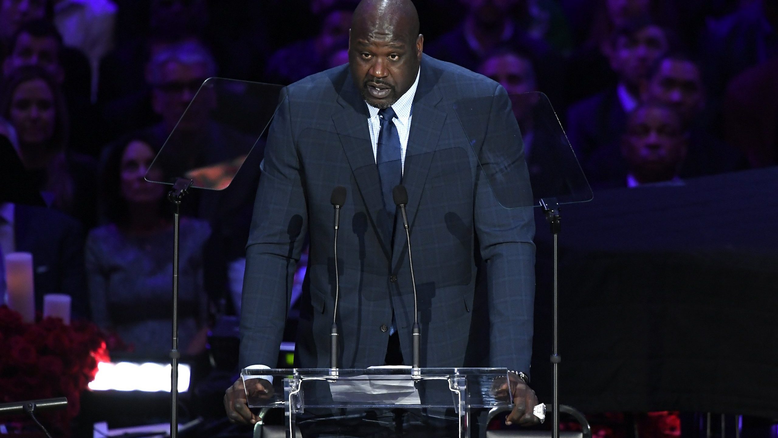 Shaquille O'Neal speaks during The Celebration of Life for Kobe and Gianna Bryant at Staples Center on Feb. 24, 2020, in Los Angeles, California. (Credit: Kevork Djansezian/Getty Images)