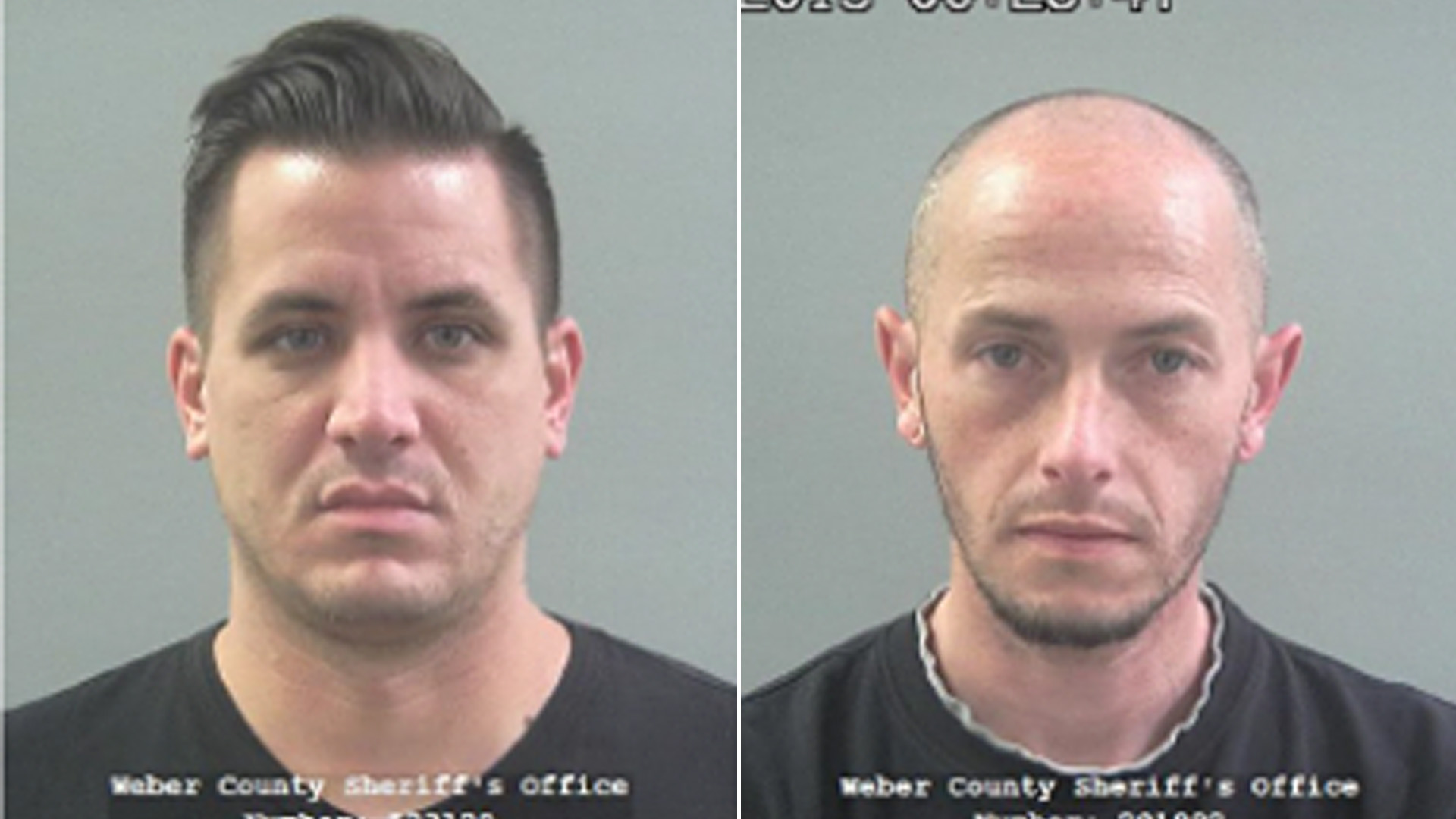 Kaleb Wiewandt, left, and Matthew Belnap are seen in booking photos released Feb. 25, 2020, by the Weber County Sheriff's Office.