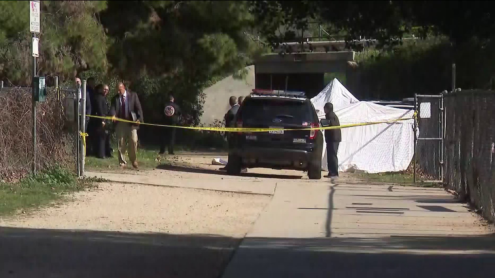 A shooting investigation was underway in Montecito Heights on Feb. 12, 2020. (Credit: KTLA)