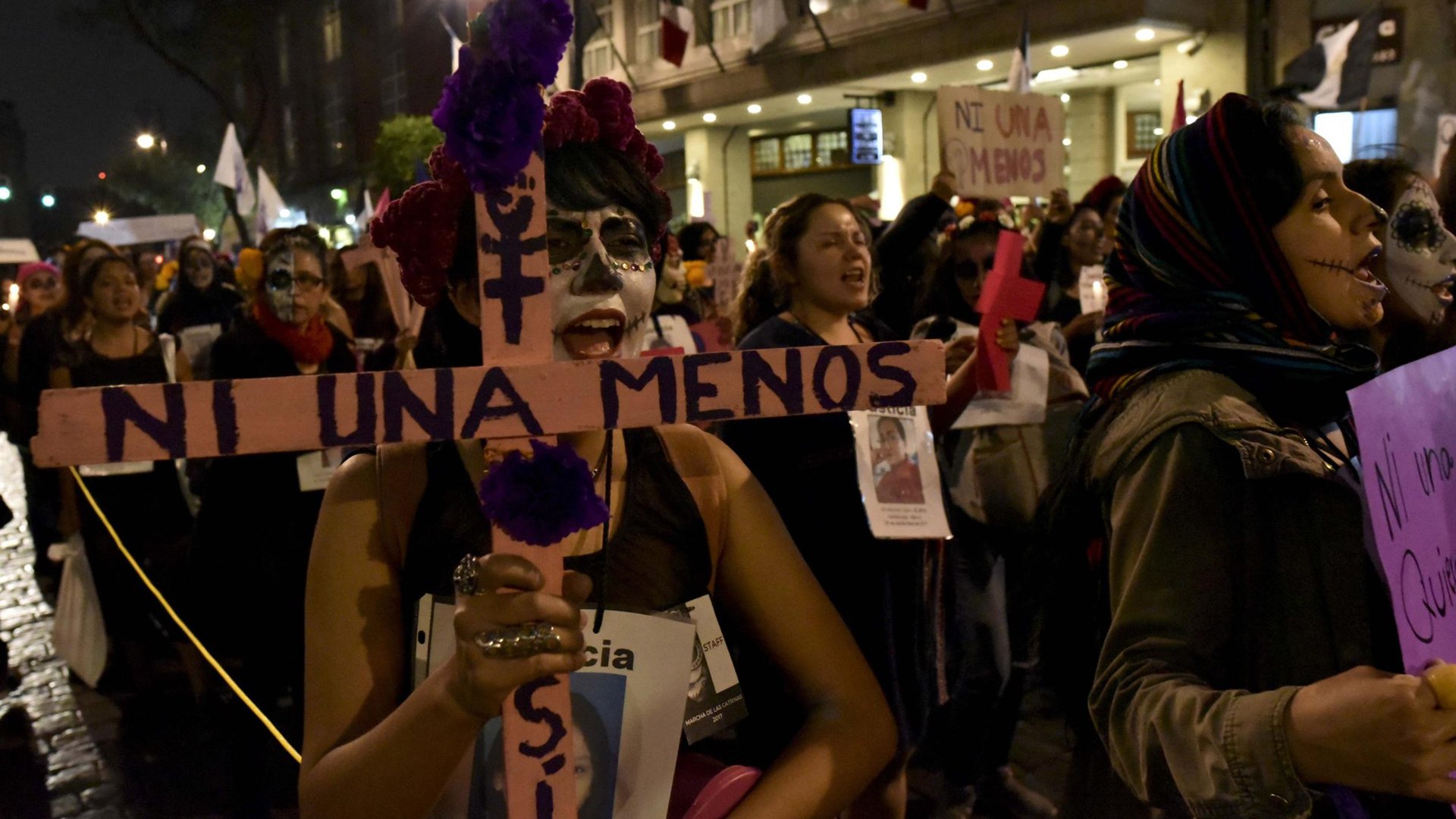 Seen is a previous protest over the rate of prosecutions over femicide in Mexico. (Credit: AFP Contributor/AFP/Getty Images)