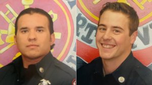 Porterville Fire Department Capt. Raymond Figueroa, left, and firefighter Patrick Jones appear in photos released by the agency on Feb. 19 2020.