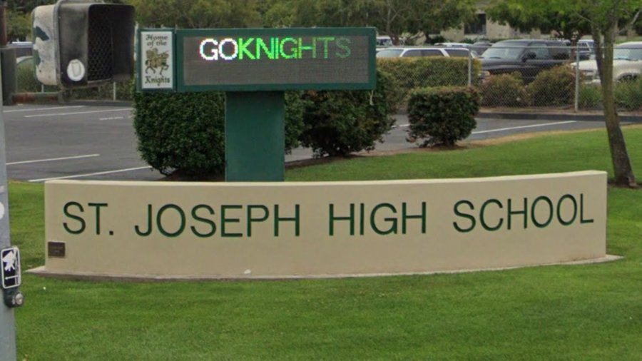 A sign for St. Joseph High School is seen in a Google Maps image.