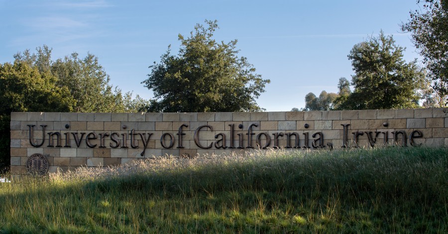 A sign that reads University of California Irvine appears in an image posted on the school's Flickr page on Nov. 23, 2016. (Steve Zylius/UC Irvine)