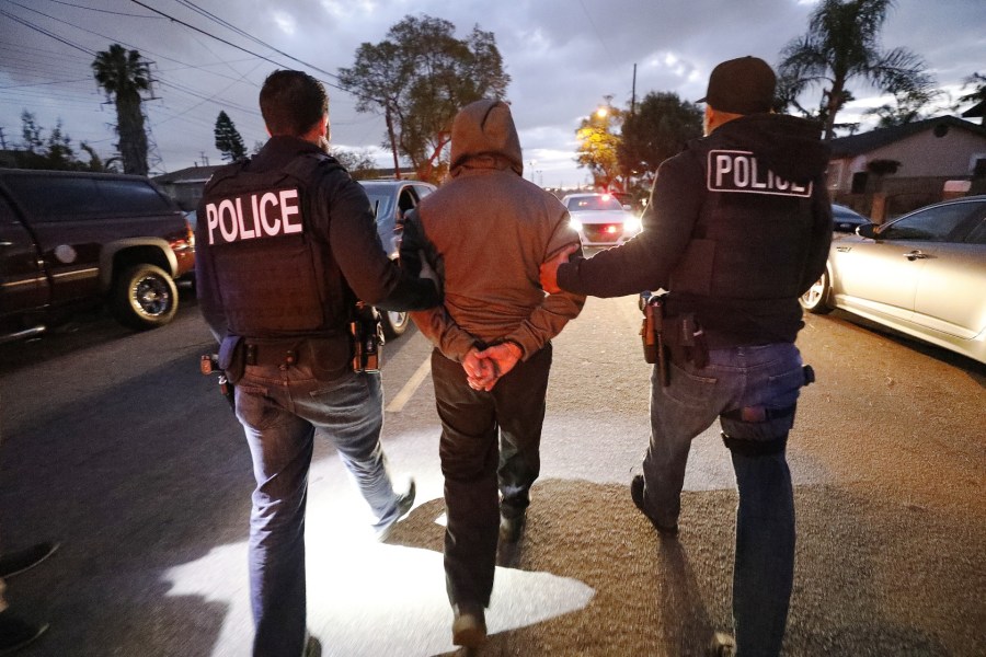 About a dozen immigration agents took part in the raids on March 16, 2020 amid the novel coronavirus pandemic. (Al Seib/Los Angeles Times)