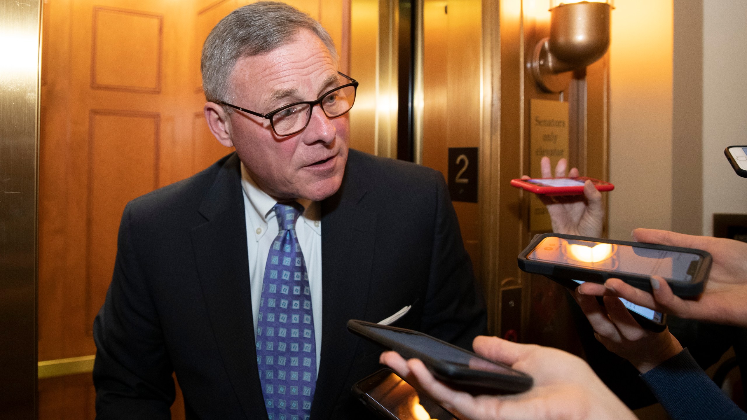 Sen. Richard Burr, R-N.C., speaks with reporters on Capitol Hill in February 2020. (AP Photo/Alex Brandon)