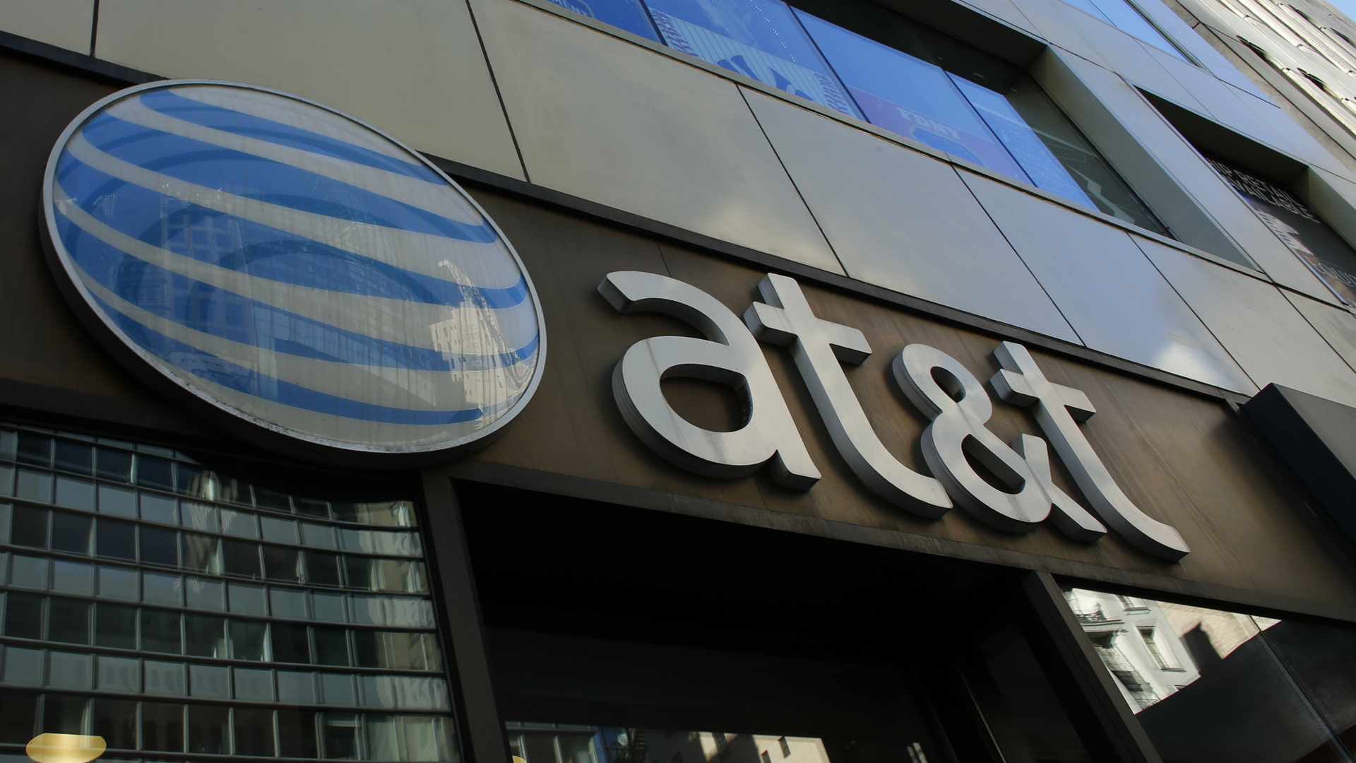 An AT&T sign at a store in New York City is seen in this file photo from Oct. 23, 2016. (KENA BETANCUR/AFP via Getty Images)