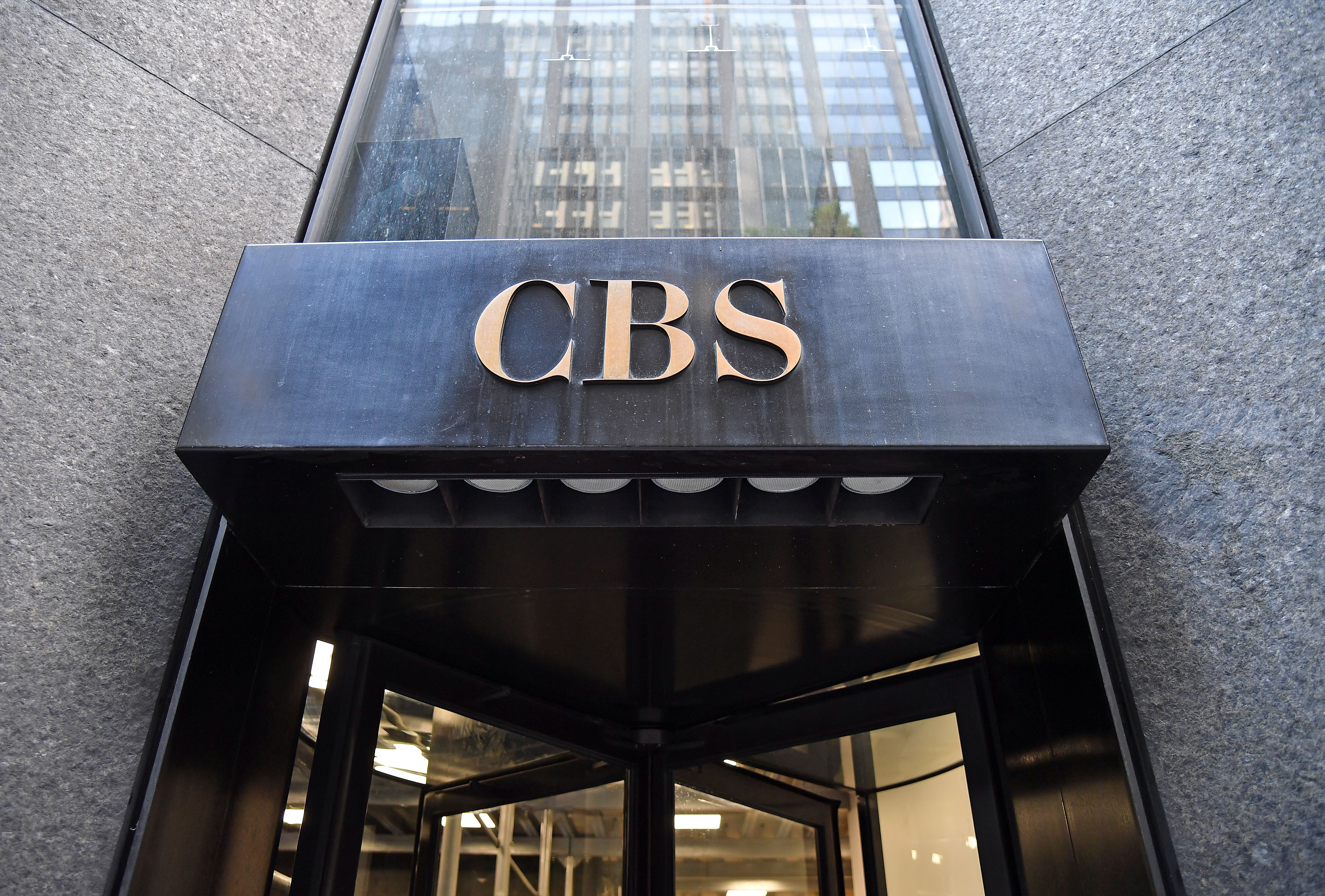 The CBS logo is seen at headquarters of the CBS Corporation, in New York City on August 6, 2018. (ANGELA WEISS/AFP via Getty Images)