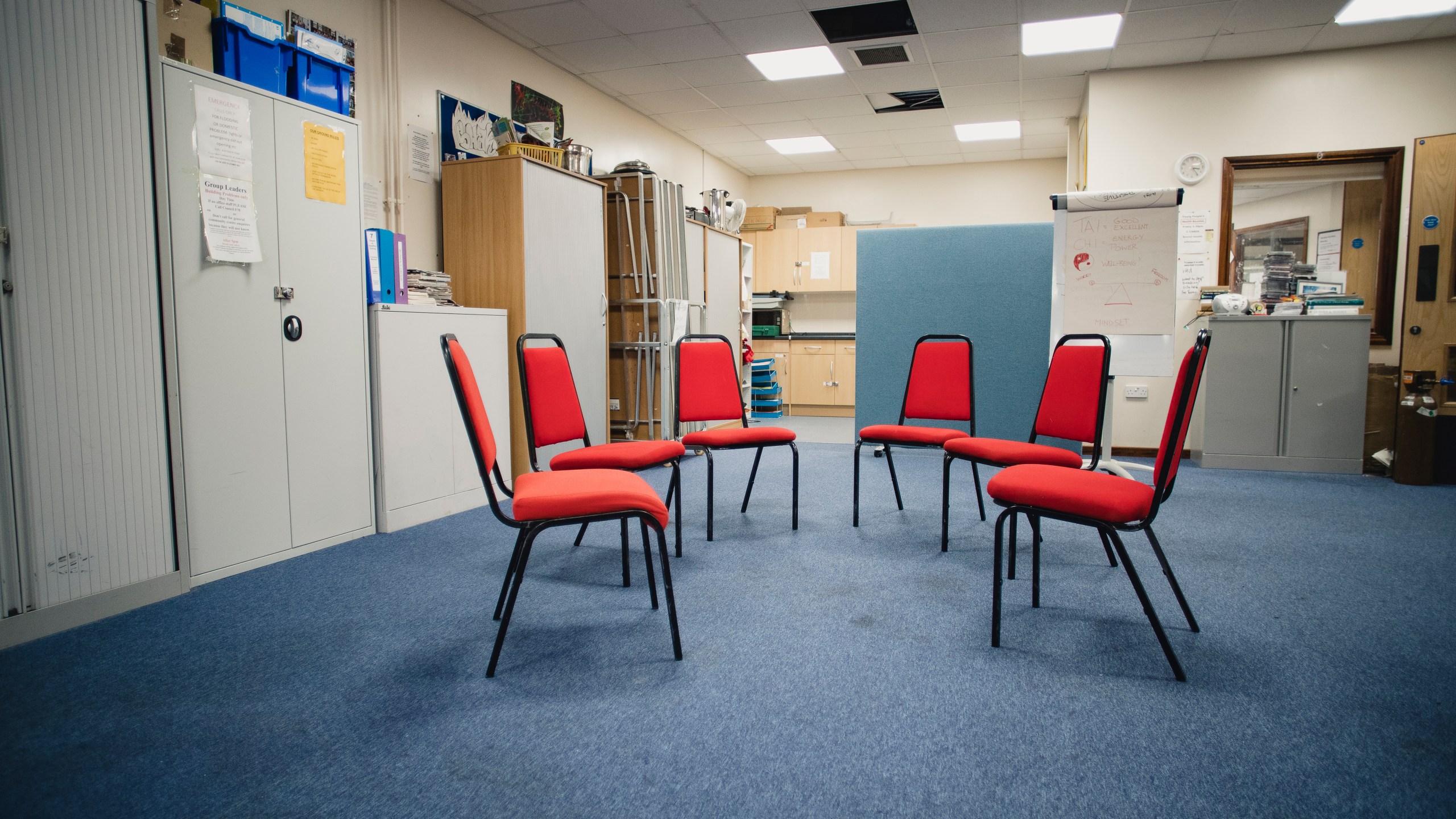 A rehabilitation center room prepared for a group therapy session is shown in a file image. (SolStock via Getty Images)