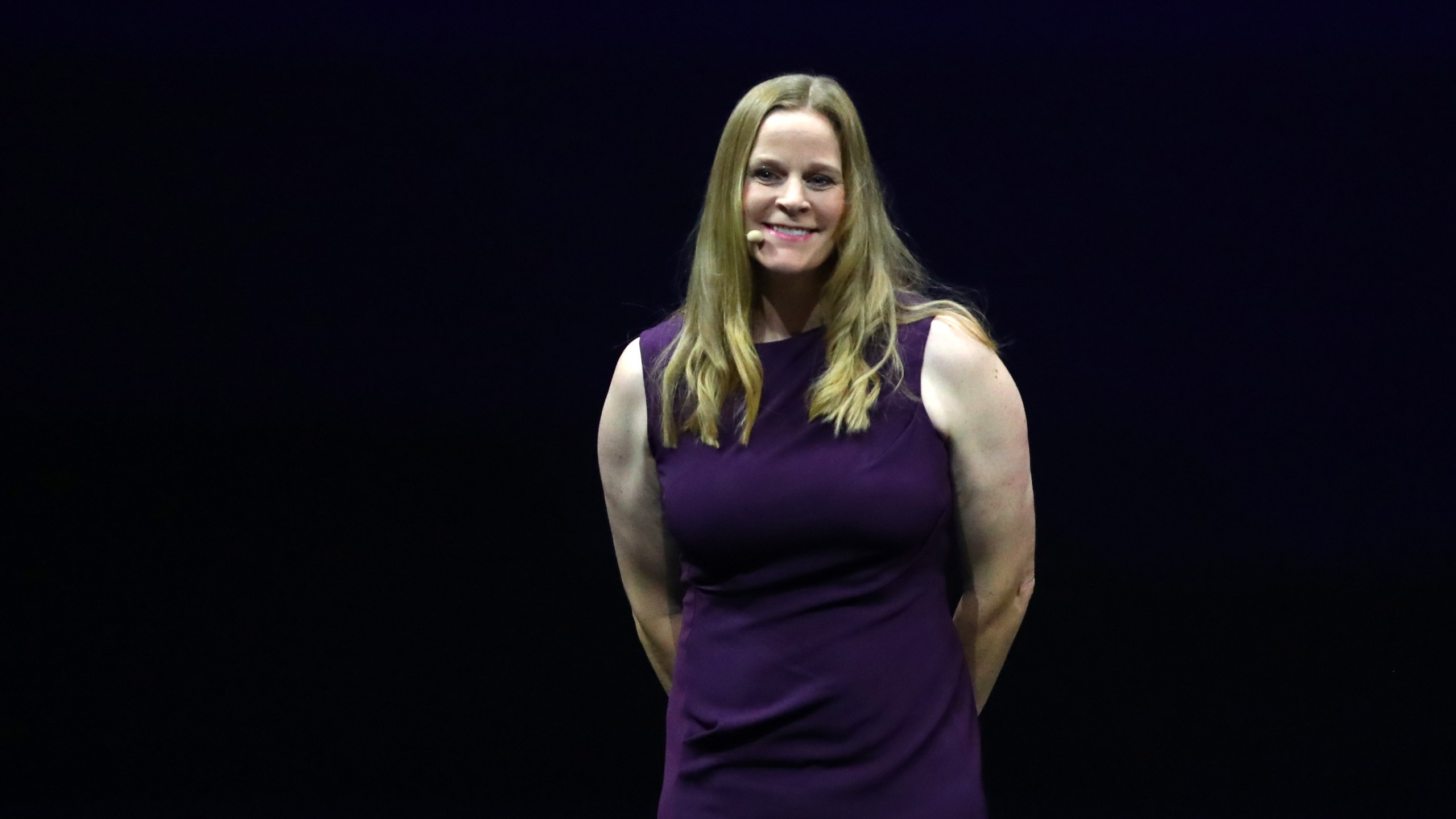 Cindy Parlow Cone on stage during the FIFA Women's World Cup France 2019 Draw at La Seine Musicale on December 8, 2018 in Paris, France. (Dean Mouhtaropoulos/Getty Images)