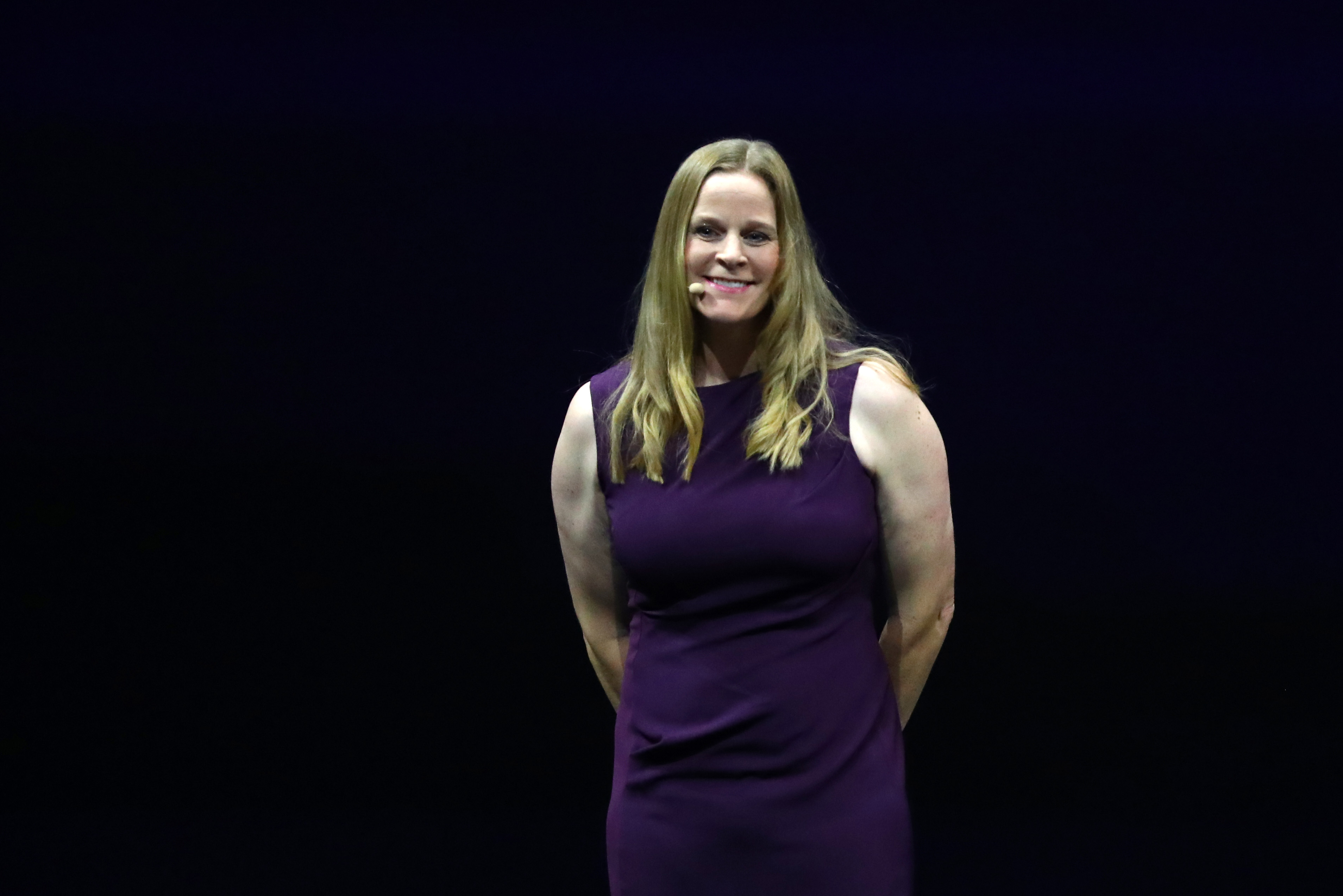 Cindy Parlow Cone on stage during the FIFA Women's World Cup France 2019 Draw at La Seine Musicale on December 8, 2018 in Paris, France. (Dean Mouhtaropoulos/Getty Images)