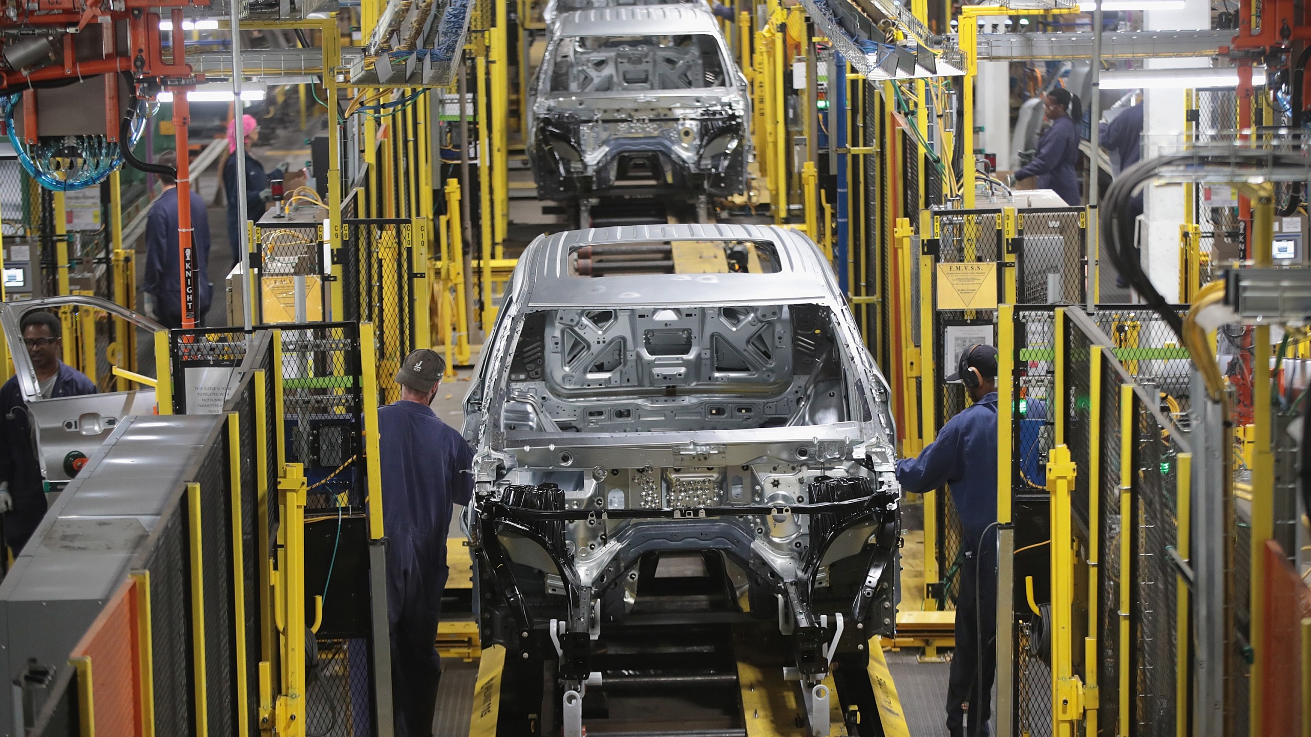 Workers assemble Ford vehicles at the Chicago Assembly Plant on June 24, 2019 in Chicago, Illinois. (Scott Olson/Getty Images)