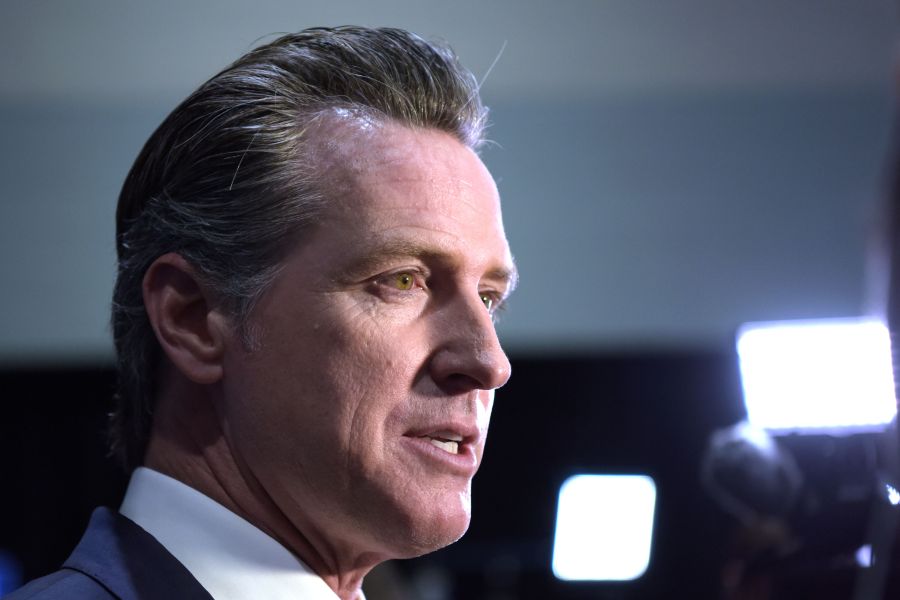 California Gov. Gavin Newsom speaks to press after the sixth Democratic presidential primary debate at Loyola Marymount University on Dec. 19, 2019. (Credit: Agustin Paullier / AFP / Getty Images)